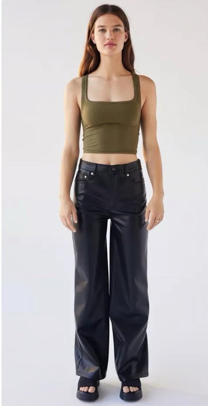 Urban Outfitters Faux Leather Wide Leg Pants Women's 30 High Rise 5 Pocket